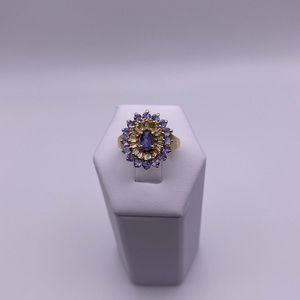 14k yellow gold amethyst and diamonds ring